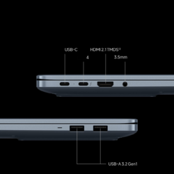 Zijpoorten van de Xiaomi Redmibook 14 Pro 2026: USB-C, Thunderbolt 4, HDMI 2.1, USB-A en 3,5 mm jack
